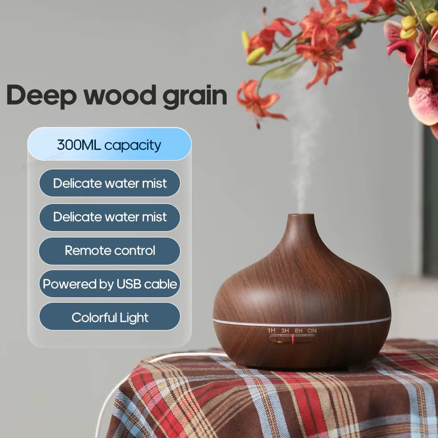 Wood Grain Aromatherapy Diffuser USB Humidifier Desktop Air Purifier Essential Oil Aroma Cool Mist Difusor