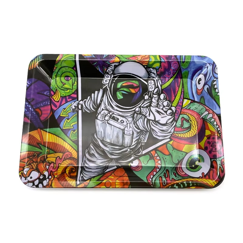 180*125Mm Pink Girly Metal Rolling Tray Tobacco Herb Trays Smoking Accessories Rolling Tool 420 Leaves Print