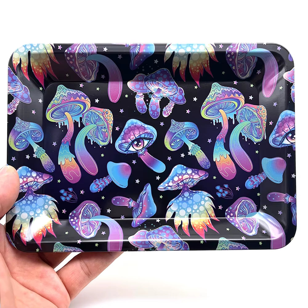 180*125Mm Pink Girly Metal Rolling Tray Tobacco Herb Trays Smoking Accessories Rolling Tool 420 Leaves Print