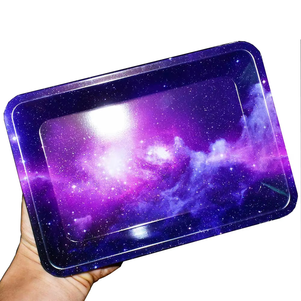 180*125Mm Pink Girly Metal Rolling Tray Tobacco Herb Trays Smoking Accessories Rolling Tool 420 Leaves Print