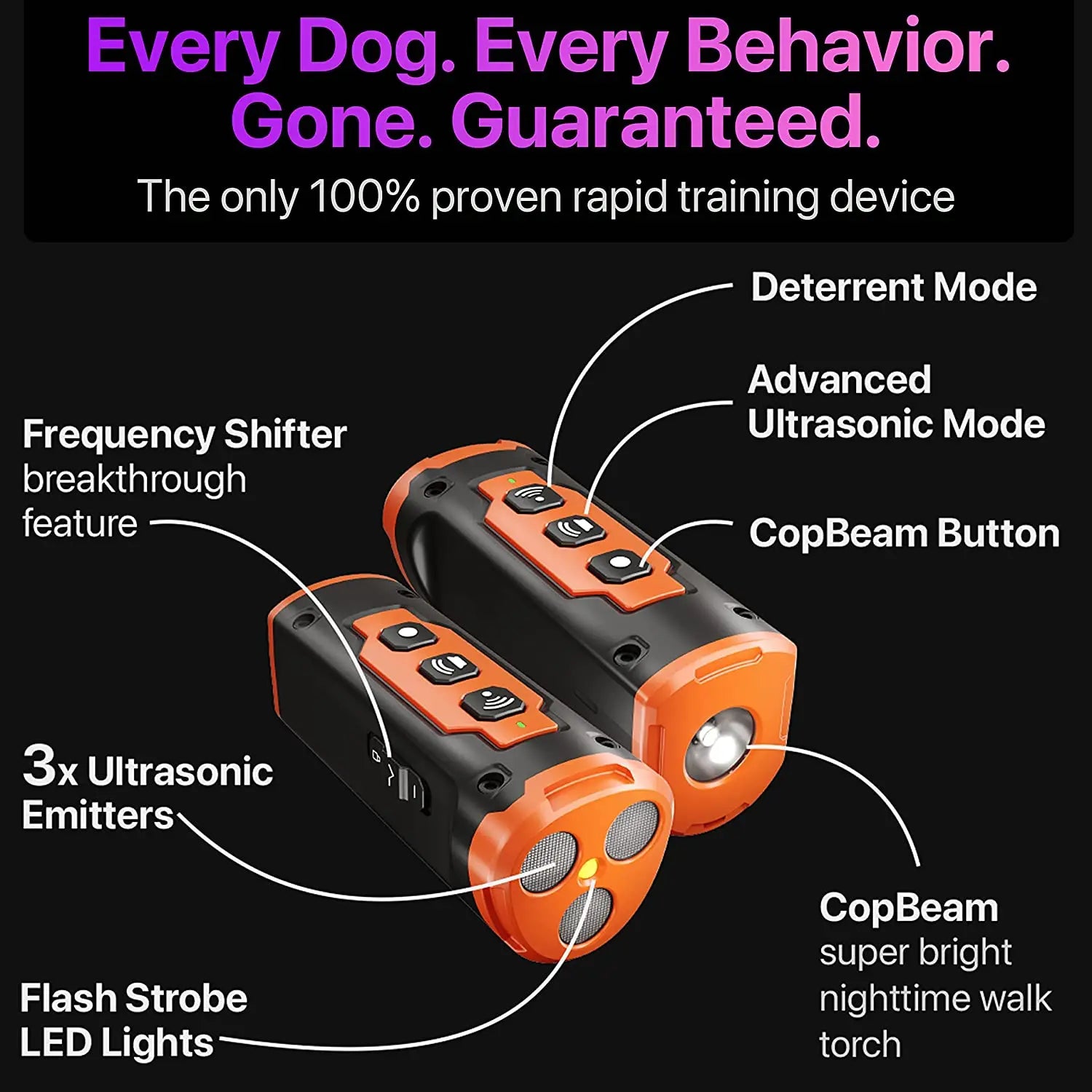  Ultrasonic Dog Training Device Rechargeable anti Dog Bark Deterrent Device with LED Flashlight