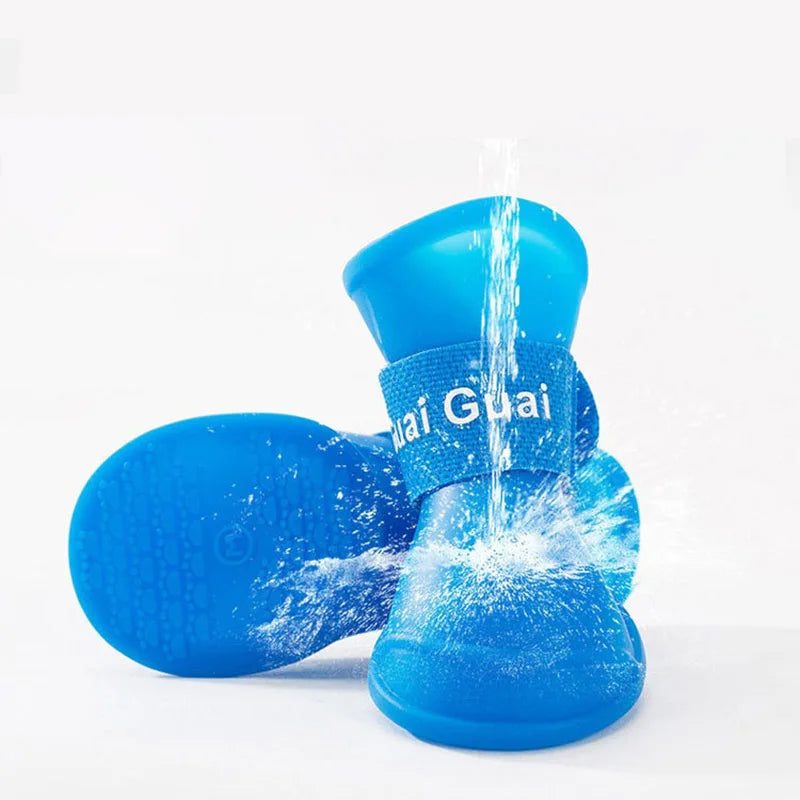 4Pcs Pet Waterproof  Anti-Slip Rubber Boot for rain and snow