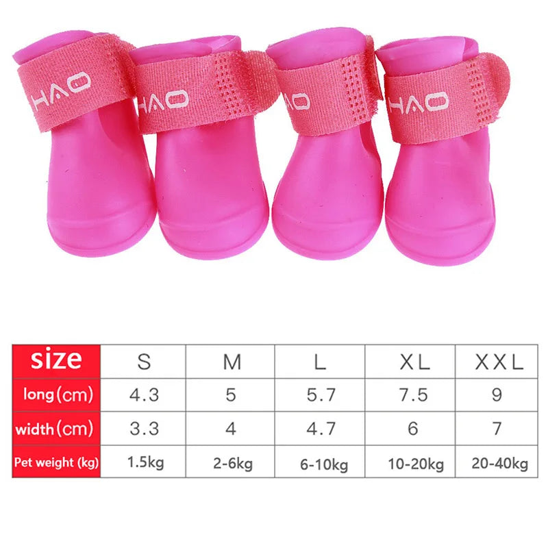 4Pcs Pet Waterproof  Anti-Slip Rubber Boot for rain and snow