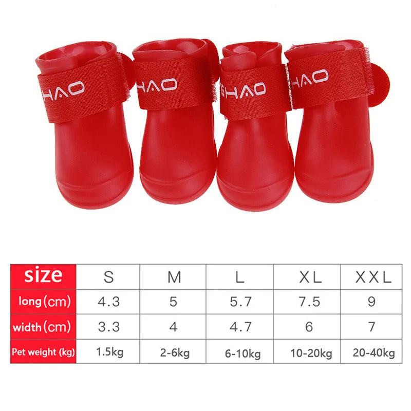 4Pcs Pet Waterproof  Anti-Slip Rubber Boot for rain and snow