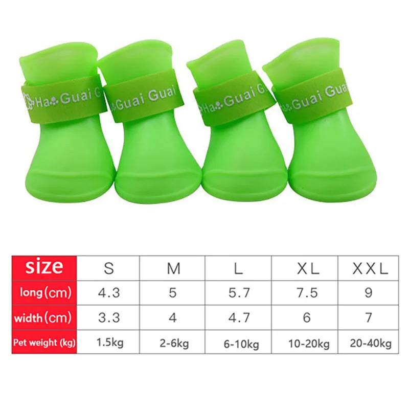 4Pcs Pet Waterproof  Anti-Slip Rubber Boot for rain and snow