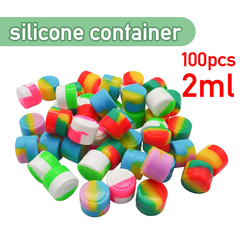 100Pcs Mini Nonstick Silicone Container Box Non-Stick Oil Wax Storage Pot Jar Travel Bottle for Face Cream Liquid Ointment