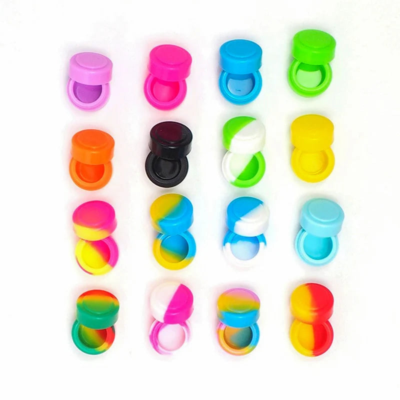 100Pcs Mini Nonstick Silicone Container Box Non-Stick Oil Wax Storage Pot Jar Travel Bottle for Face Cream Liquid Ointment