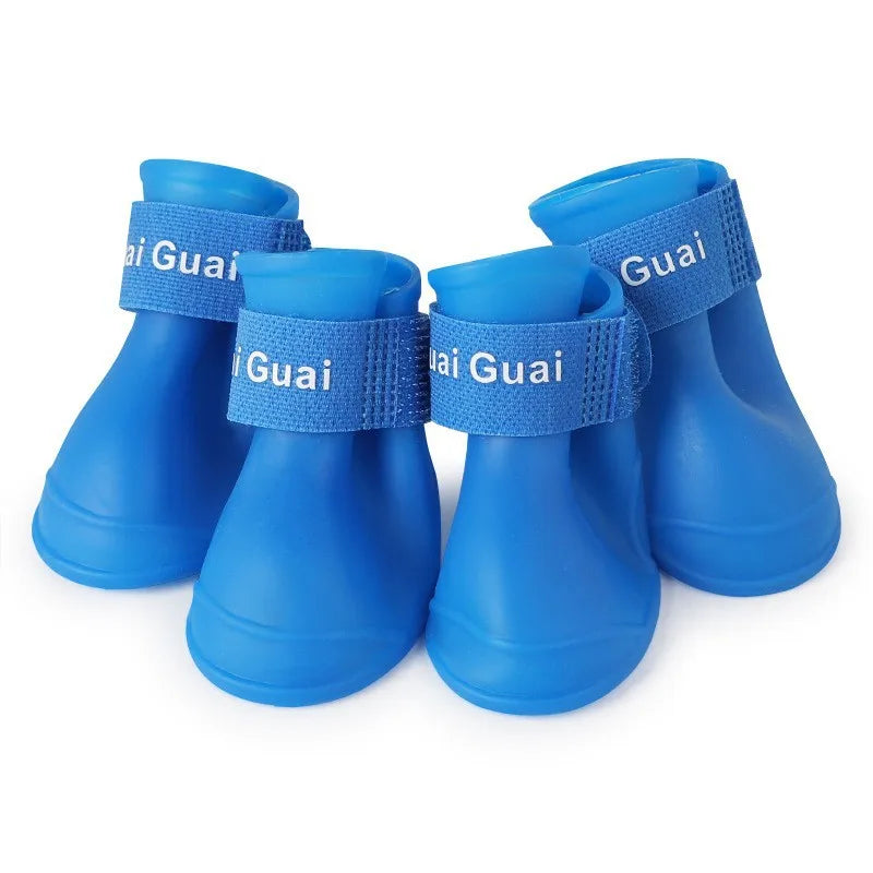 4Pcs Pet Waterproof  Anti-Slip Rubber Boot for rain and snow
