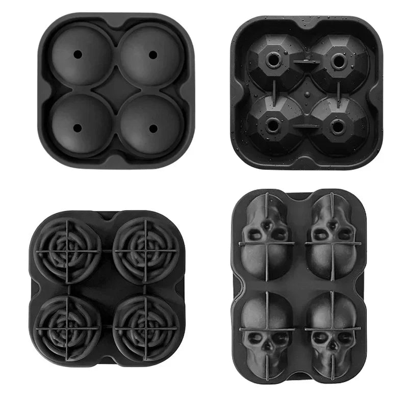 Tray Easy to Take Out Suitable for Whiskey Party Supplies Silicone 3D Balls Skull Diamond Shaped Ice Mold Reusable Ice Cube Mold