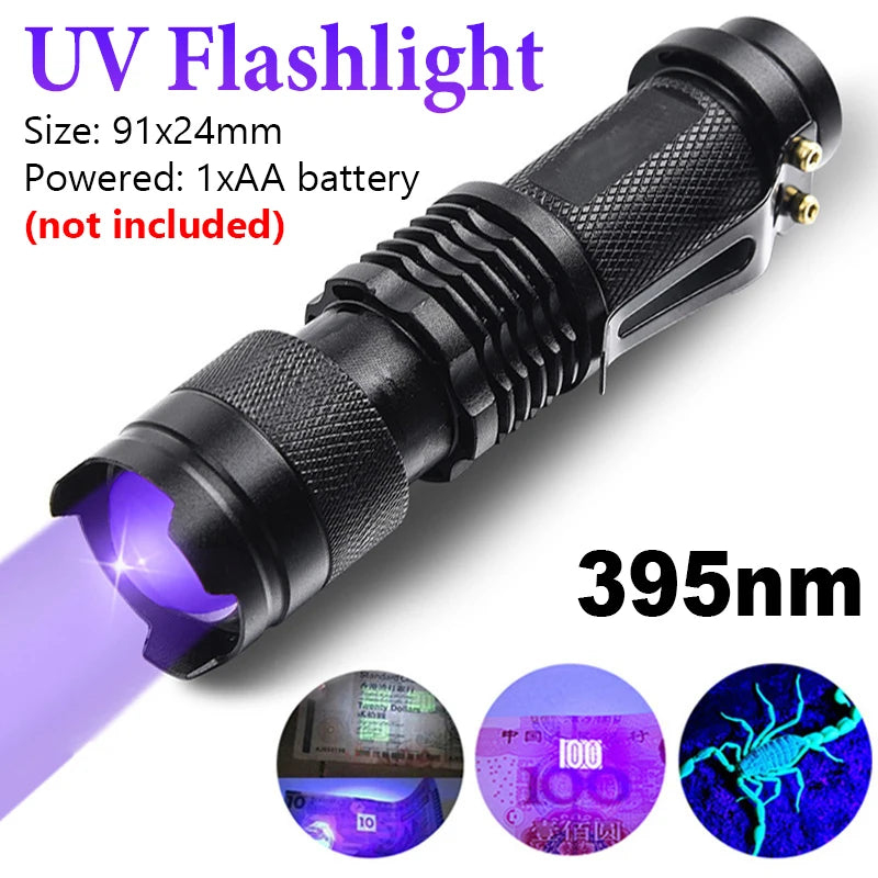 UV Flashlight Black Light Powerful Small Blacklight Flashlight UV Light Mini Black Light Flashlight Detector Light for Pet Urine