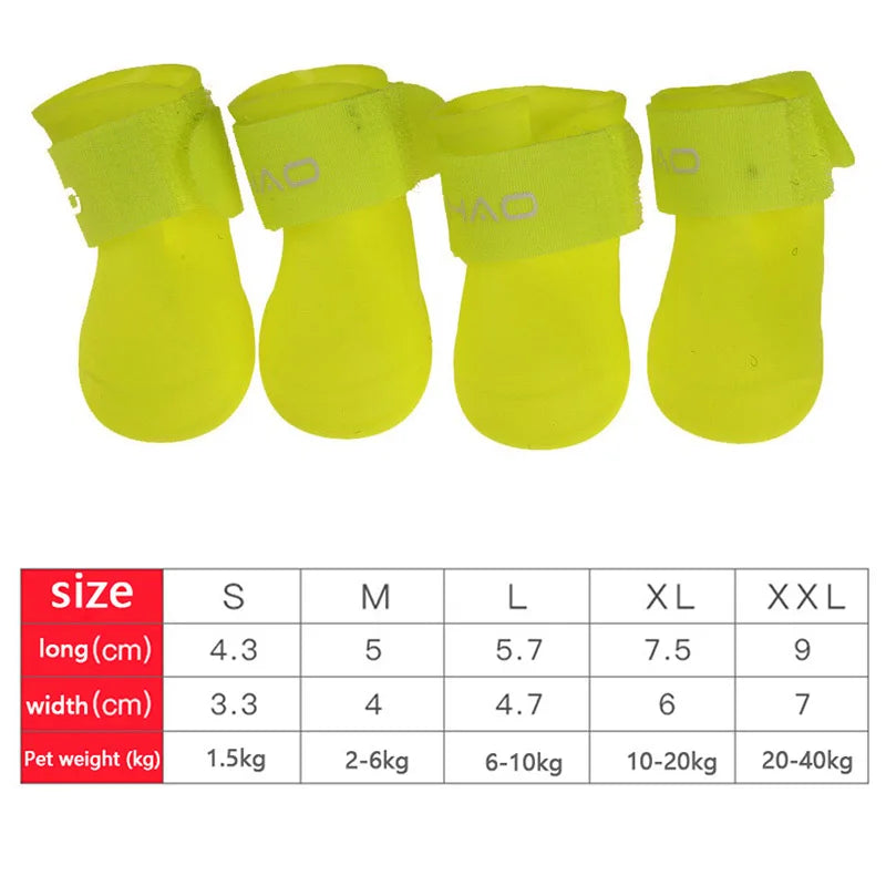 4Pcs Pet Waterproof  Anti-Slip Rubber Boot for rain and snow