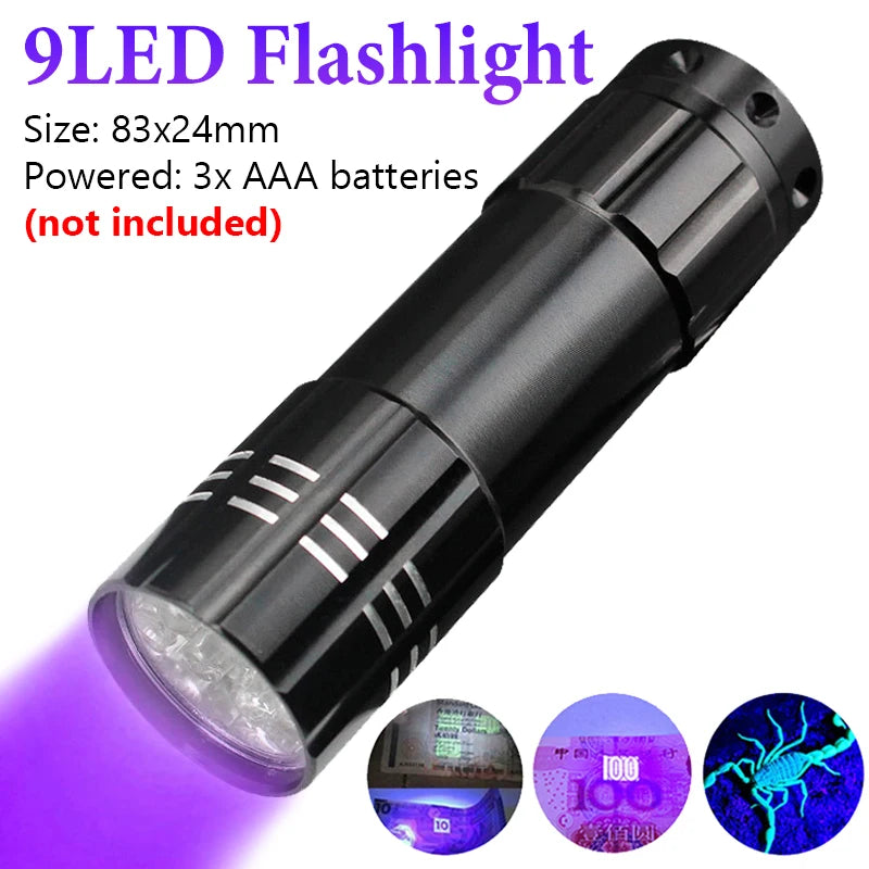 UV Flashlight Black Light Powerful Small Blacklight Flashlight UV Light Mini Black Light Flashlight Detector Light for Pet Urine