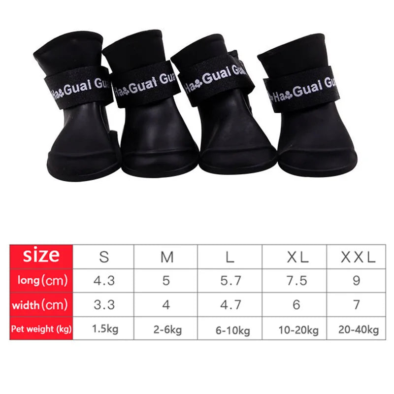 4Pcs Pet Waterproof  Anti-Slip Rubber Boot for rain and snow