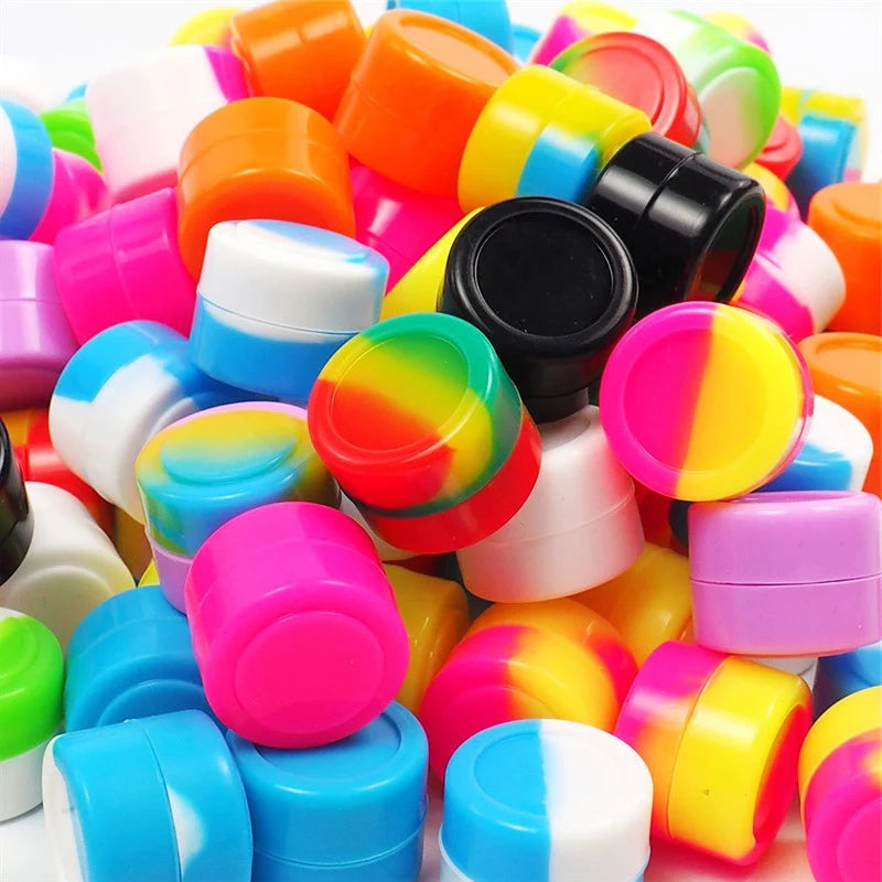 100Pcs Mini Nonstick Silicone Container Box Non-Stick Oil Wax Storage Pot Jar Travel Bottle for Face Cream Liquid Ointment