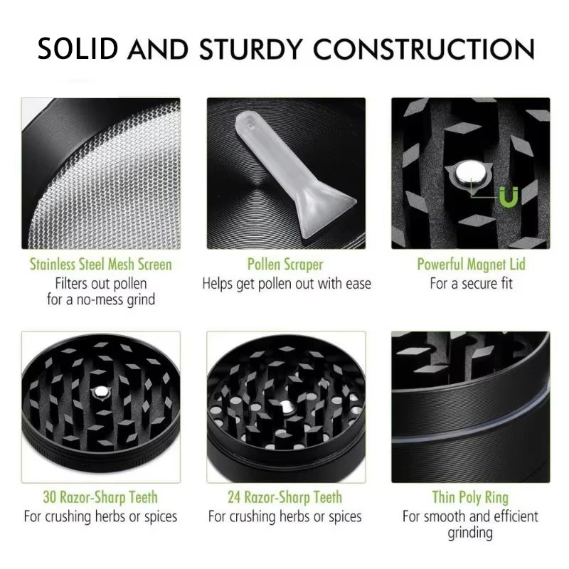 Mini Herb Grinders Metal for Smoking 4 Layers 63Mm Mill Zinc Alloy Tobacco Dry Herbal Grass Grinder Smoke Crusher Accessories