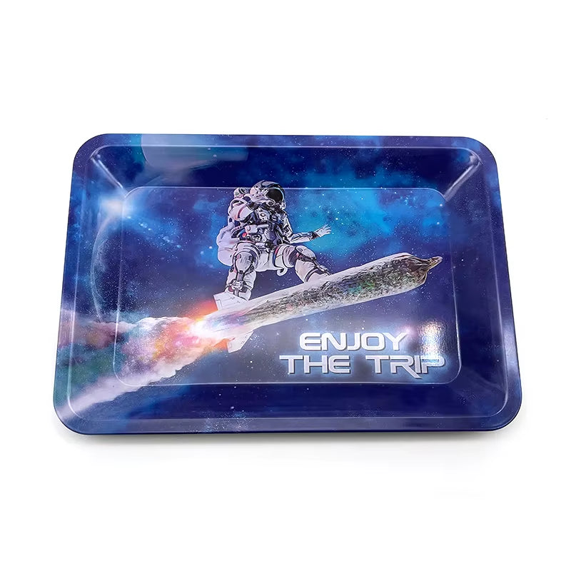 180*125Mm Pink Girly Metal Rolling Tray Tobacco Herb Trays Smoking Accessories Rolling Tool 420 Leaves Print