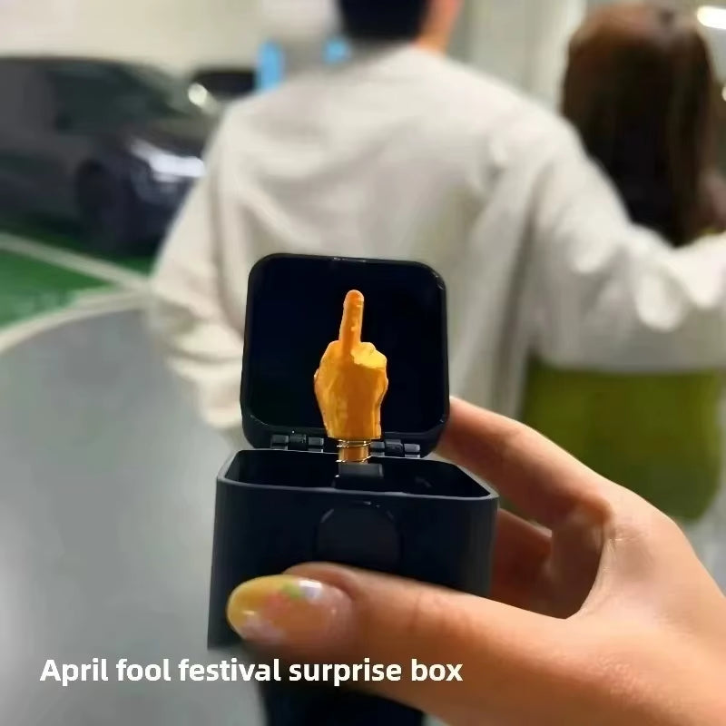 Funny Middle Finger in Box - Desk Decor Gag Gift for Halloween, Christmas & Birthday, Novelty Office Toy & Home Decoration